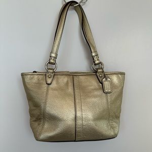 Coach mini gold leather purse